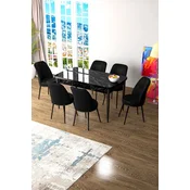 Hanah Home Set Trpezarijski sto i 6 stolica Zen, Crni