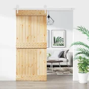 vidaXL Drsna vrata Naravna in bela 90 x 210 cm Masiven borov les