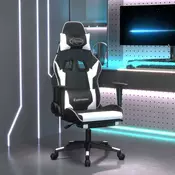 Vidaxl vidaXL Masažni igralni stol z naslonom za noge, črno-bel