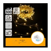 Aigostar - LED božicni niz za spoljašnju upotrebu, 300 LED / 8 funkcija, 3x AA, 9,3 m, IP44, topla bela