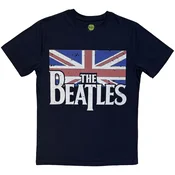 The Beatles Drop T Logo & Vintage Flag Navy Blue XL Majica