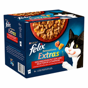 Felix Sensations Extras vrečke 24x85 g - Govedina, puran, piščanec, jagnjetina
