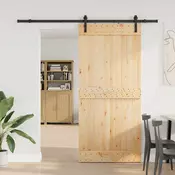 vidaXL Drsna vrata NARVIK Naravna in črna 95 x 210 cm (213,5 cm)
