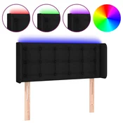 Greatstore LED posteljno vzglavje črno 83x16x78/88 cm blago