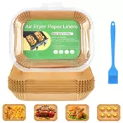 Nikcorp Papir za peko za cvrtnik na vroč zrak Airfryer Ninja, pravokotni vložki 20,5 x 14 cm, 220 kosov + silikonski čopič