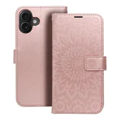 OEM Torbica MEZZO Book za iPhone 16 Plus, mandala, zlato-roza