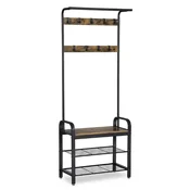 Metalni hodnik zid PURE 183 cm, crna/rustikalno smeda