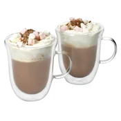 Set of 2 mugs for hot chocolate, heat-resistant glass, 350ml - La Cafe