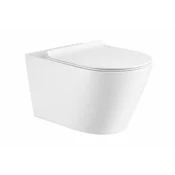 shumee Stenska WC školjka shine 49 CM brez roba z desko brez roba, bela