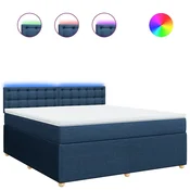 Vidaxl Box spring postelja z vzmetnico modra 180x200 cm blago