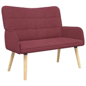 Vidaxl Kavč za 2 osebi Vinorodna rdeča 115 x 61 x 87 cm Blago