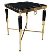 Casa Padrino luxury side table black/gold 50 x 50 x H. 60 cm - Square table with faux marble top - Luxury living room furniture - Hotel furniture - Luxury interior - Hotel interior