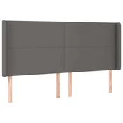 Vidaxl Vzglavje z ušesi sivo 163x16x118/128 cm umetno usnje