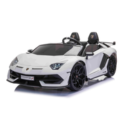 Beneo Djecji auto na akumulator Lamborghini Aventador 12V, bijeli, vrata na okomito otvaranje, 2 x 12V motor, 12V baterija, daljinsko upravljanje 2,4 Ghz, mekani EVA kotaci, ovjes, lagani start, Mp3 uredaj