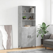 Greatstore Visoka komoda betonsko siva 69,5x34x180 cm inženirski les