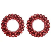 Vijenci s božicnim kuglicama 2 pcs Crvena 33 x 33 x 7 cm