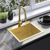 Jekleno pomivalno korito Leo 50 BRUSH GOLD