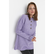 Trendyol Lilac Collar and Buttons, Corduroy Knitwear Sweater