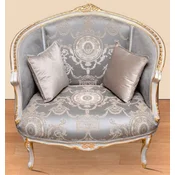Casa Padrino baroque armchair with elegant pattern gray/beige/white/gold - Baroque style living room armchair - Baroque style living room furniture - Baroque furniture - Baroque furnishings
