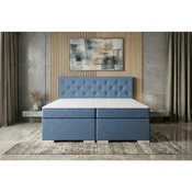 MID.YOU BOXSPRING POSTELJA 180 cm x 200 cm , tekstil, leseni material modra