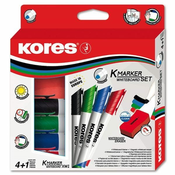 Kores Komplet markerjev za bele table - z gobico