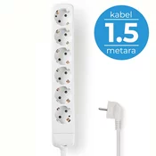 Produžni Kabel | 6 Uticnica | Kabel 1.5 m | Bijeli