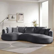 Atelier del Sofa Ugaona garnitura na razvlacenje Venedik Left, 317 x 163.5 x 71 cm, Tamnosiva