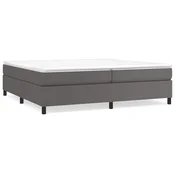 Vidaxl Posteljni okvir z vzmetmi siv 200x200 cm umetno usnje