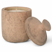 ferm LIVING Dišeča sveča URA PALE SIENNA 13 cm, rjava, kamnita posoda, čvrsta LIVING