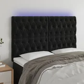 LED uzglavlje crno 160x7x118/128 cm baršunasto