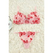 Trendyol Curve Red Embroidered Lace Rope Strapless Knitted Plus Size Lingerie Set