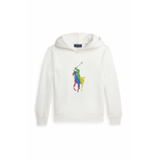 Otroški pulover Polo Ralph Lauren bela barva, s kapuco