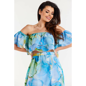 Awama Womans Blouse A511 Blue/Pattern