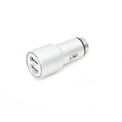 OMEGA USB punjac za automobil, 2 prikljucka, 2,1 A, srebrni OUCC2MS