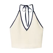 Bershka Top ecru/črna