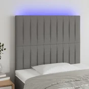 Vidaxl LED posteljno vzglavje temno sivo 90x5x118/128 cm blago