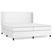 Vidaxl Box spring postelja z vzmetnico bela 200x200 cm umetno usnje