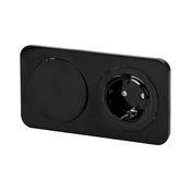 Aigostar - jednopolni prekidac br. 5 i SCHUKO uticnica 230 V sa ramom, crna