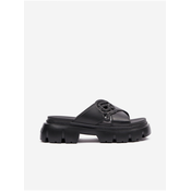 Black Womens Leather Slippers KARL LAGERFELD Sun Trekka NFT - Womens