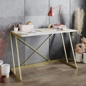 Hanah home Radni sto 120x75x60?cm Belo-Zlatni