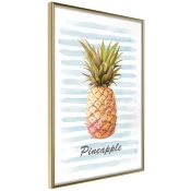 Poster - Pineapple on Striped Background 40x60