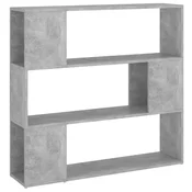Vidaxl Knjižna omara za razdelitev prostora betonsko siva 100x24x94 cm