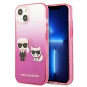 Ovitek Karl Lagerfeld Gradient Ikonik Karl&Choupette za iPhone 13 mini, roza