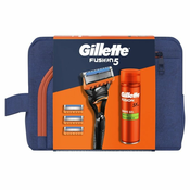 Gillette Fusion poklon paket brijac, 3 zamjenske britvice i gel