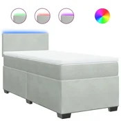 Vidaxl Box spring postelja z vzmetnico svetlo siva 100x200 cm žamet