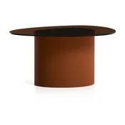 Rjava klubska mizica s stekleno mizno ploščo 74x81,5 cm Olir – Kave Home