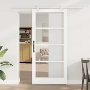 vidaXL Komplet drsnih vrat  z železjem Bela 93x202 cm Masivni bor