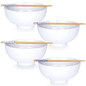 shumee Skleda za ramen s palčkami, bel porcelan, 20 cm, 1,6 l, 4 kosi.