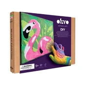 OKTO Flamingo umetniški set Slikanje s snovjo po številkah 29x29 cm