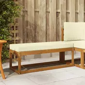Vanjska klupa s jastukom Prirodna i krem 115 x 43 x 45 cm